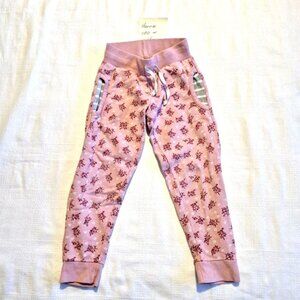 Hanna Andersson girls size 100 or 4 pink with purple & white flower joggers vguc